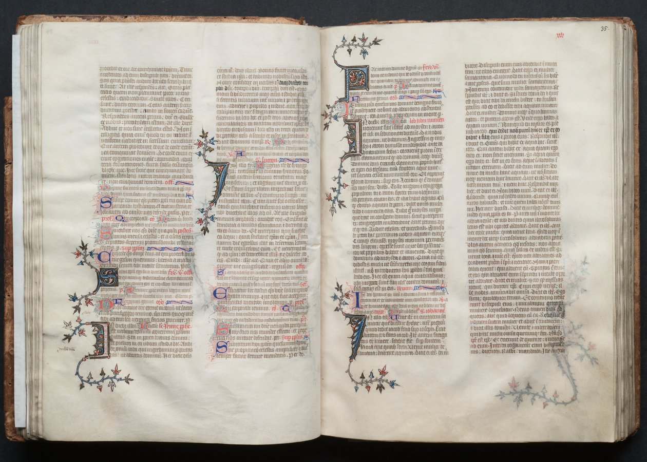 哥达弥撒曲》（The Gotha Missal）。Fol.34v，文本，约1375年。 作者 Boqueteaux大师