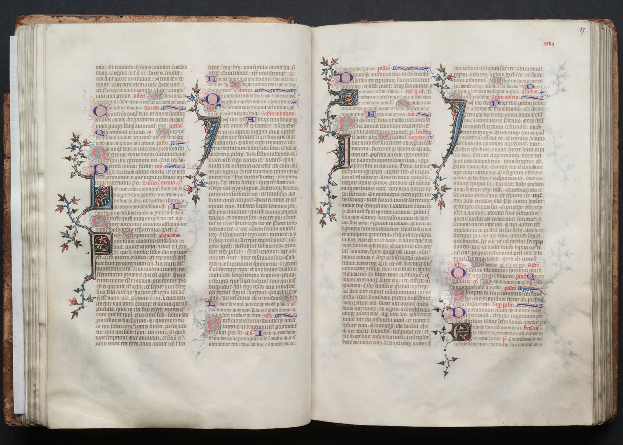 哥达弥撒曲》（The Gotha Missal）。Fol.36v，文本，约1375年。 作者 Boqueteaux大师