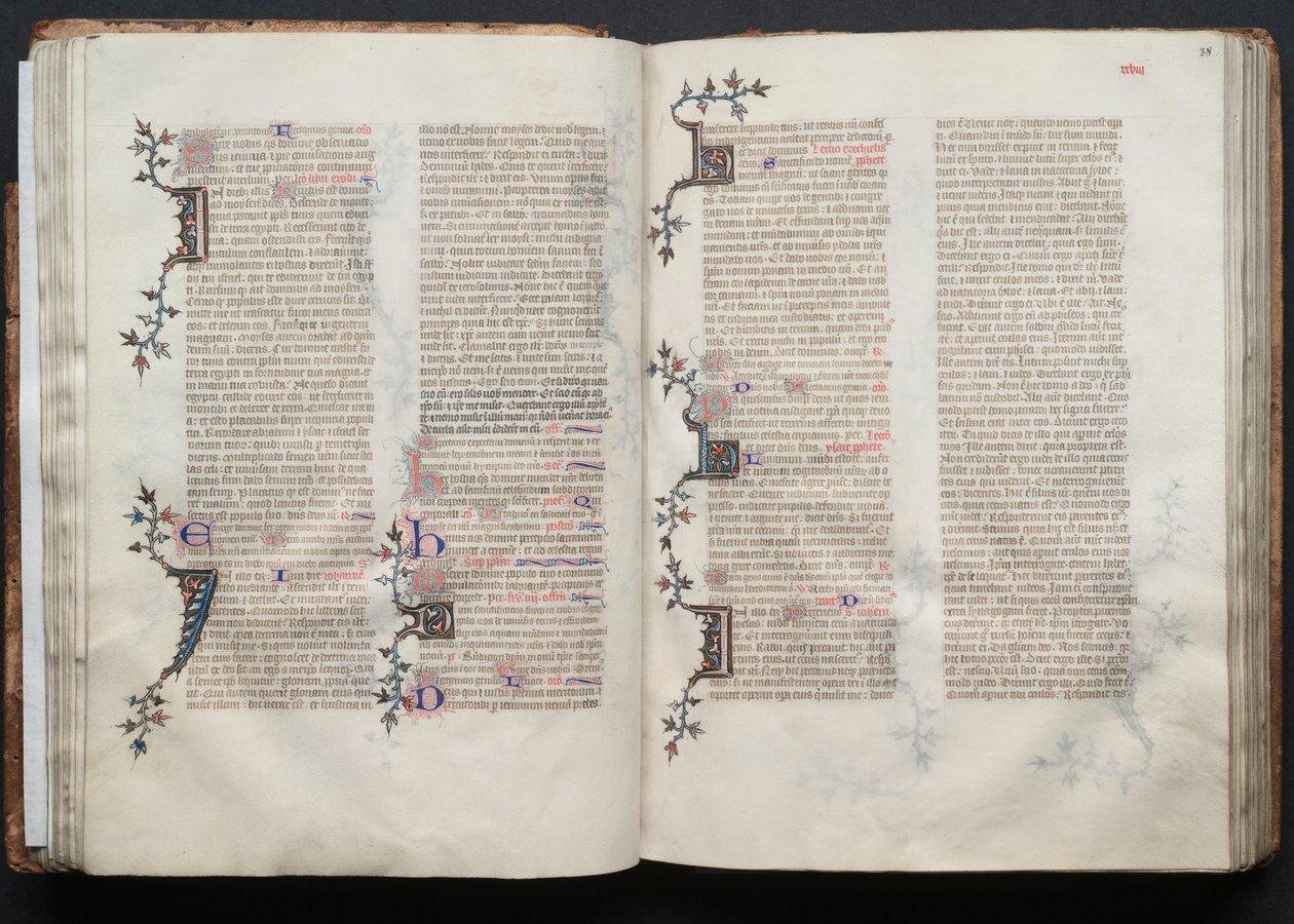 哥达弥撒曲》（The Gotha Missal）。Fol.37v，文本，约1375。 作者 Boqueteaux大师