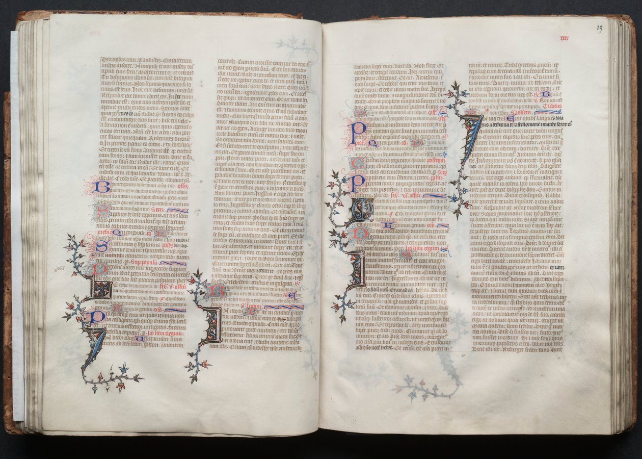 哥达弥撒曲》（The Gotha Missal）。Fol.38v，文本，约1375年。 作者 Boqueteaux大师