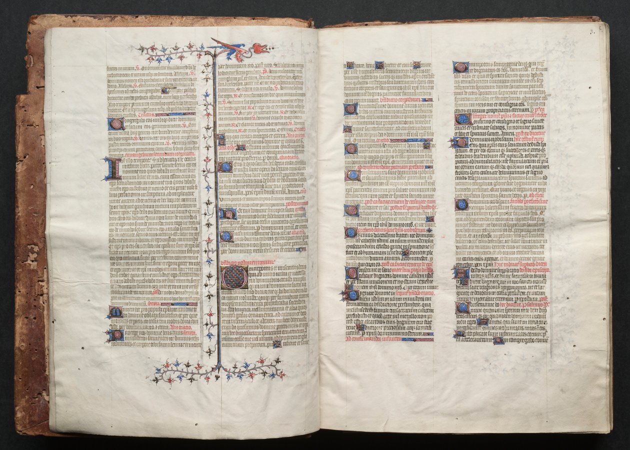 哥达弥撒曲》（The Gotha Missal）。Fol.3r, Text , c. 1375. 作者 Boqueteaux大师