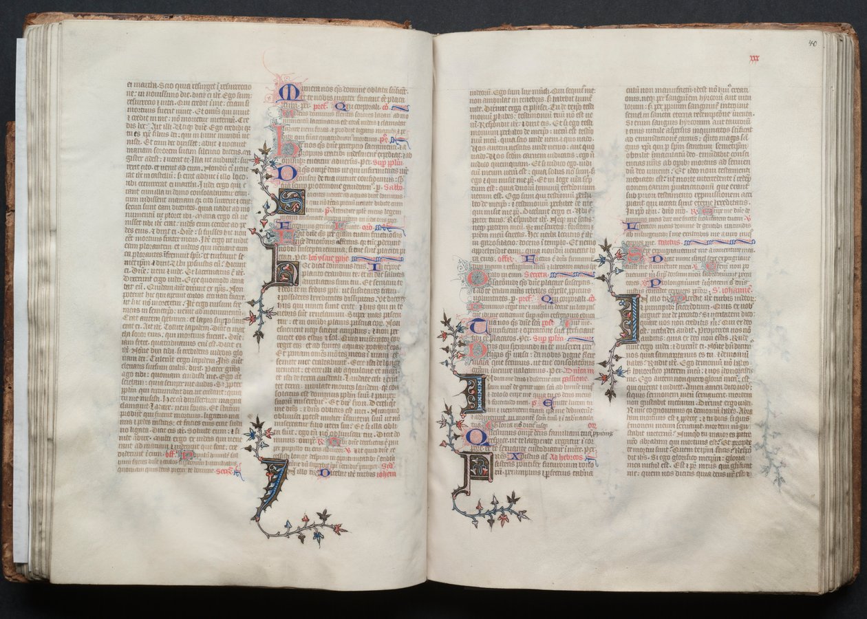 哥达弥撒曲》（The Gotha Missal）。Fol.40r, Text, c. 1375. 作者 Boqueteaux大师