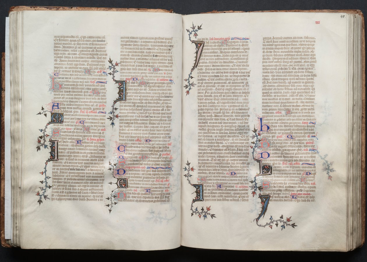 哥达弥撒曲》（The Gotha Missal）。Fol.40v，文本，约1375年。 作者 Boqueteaux大师