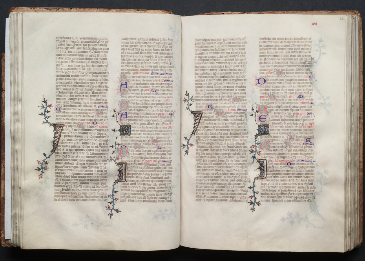 哥达弥撒曲》（The Gotha Missal）。Fol.41v，文本，约1375。 作者 Boqueteaux大师