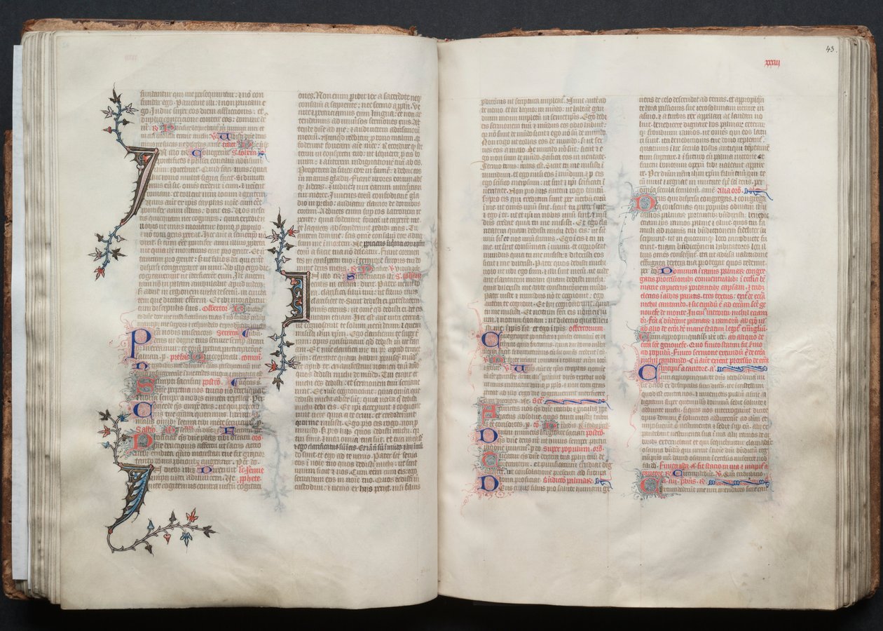 哥达弥撒曲》（The Gotha Missal）。Fol.42v，文本，约1375年。 作者 Boqueteaux大师