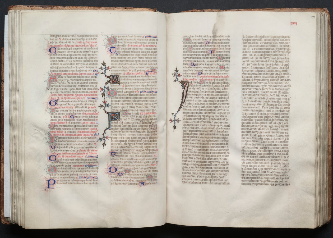 哥达弥撒曲》（The Gotha Missal）：Fol.44r, Text, c. 1375. 作者 Boqueteaux大师