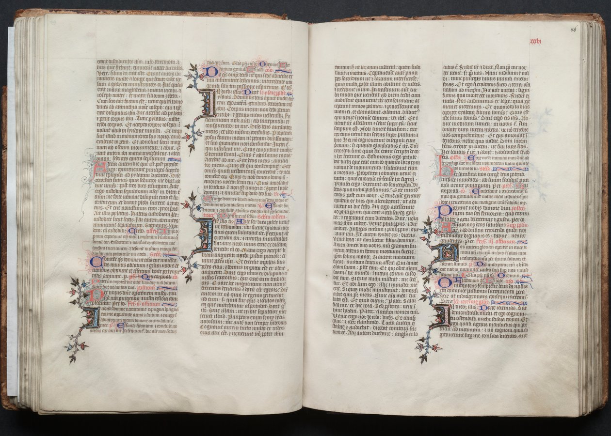 哥达弥撒曲》（The Gotha Missal）。Fol.45v，文本，约1375年。 作者 Boqueteaux大师