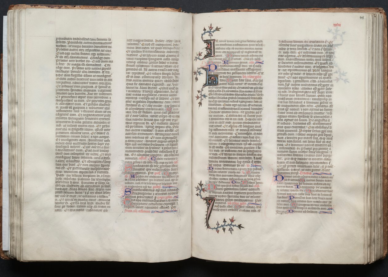 哥达弥撒曲》（The Gotha Missal）。Fol.47v，文本，约1375。 作者 Boqueteaux大师