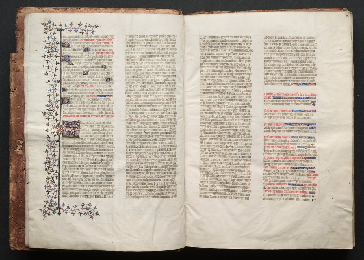 哥达弥撒曲》（The Gotha Missal）。Fol.4r, Text , c. 1375. 作者 Boqueteaux大师