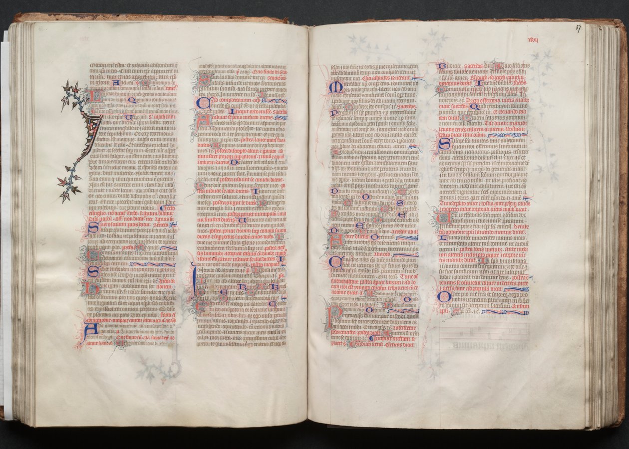 哥达弥撒曲》（The Gotha Missal）。Fol.57r, Text, c. 1375. 作者 Boqueteaux大师