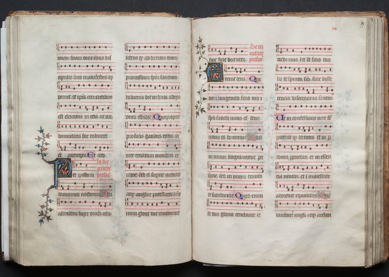 哥达弥撒曲》（The Gotha Missal）。Fol.59r, Text, c. 1375. 作者 Boqueteaux大师