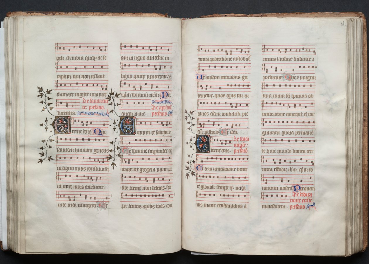 哥达弥撒曲》（The Gotha Missal）。Fol.59v，文本，约1375。 作者 Boqueteaux大师