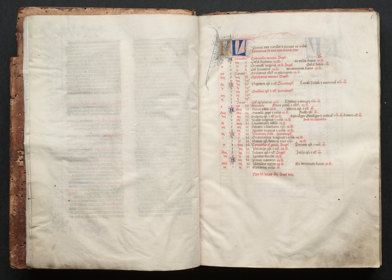 哥达弥撒曲》（The Gotha Missal）。Fol.5r, Text , c. 1375. 作者 Boqueteaux大师