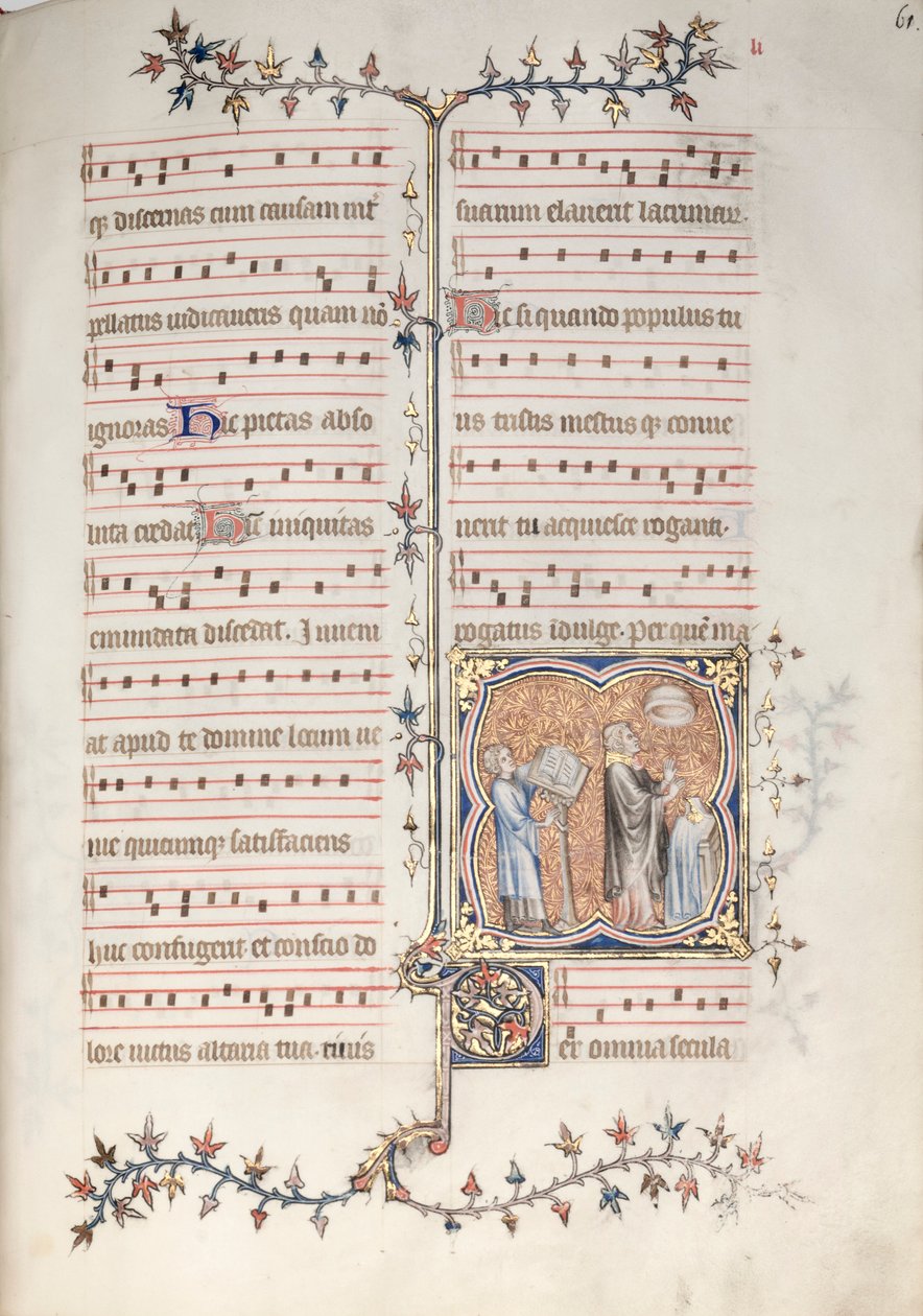 哥达弥撒曲》（The Gotha Missal）。Fol.61r, A Priest Singing the Office, c. 1375. 作者 Boqueteaux大师