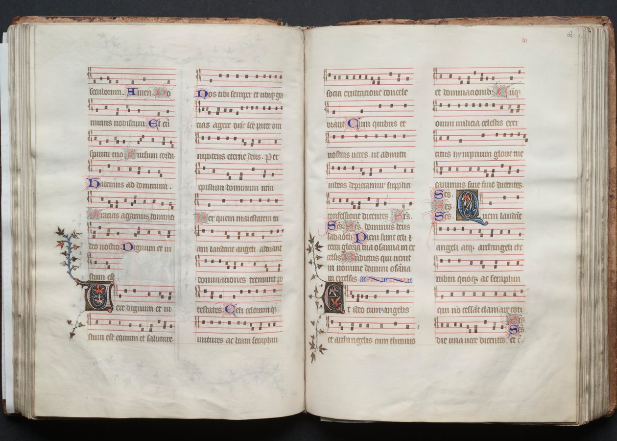 哥达弥撒曲》（The Gotha Missal）：Fol.62r, Text, c. 1375. 作者 Boqueteaux大师