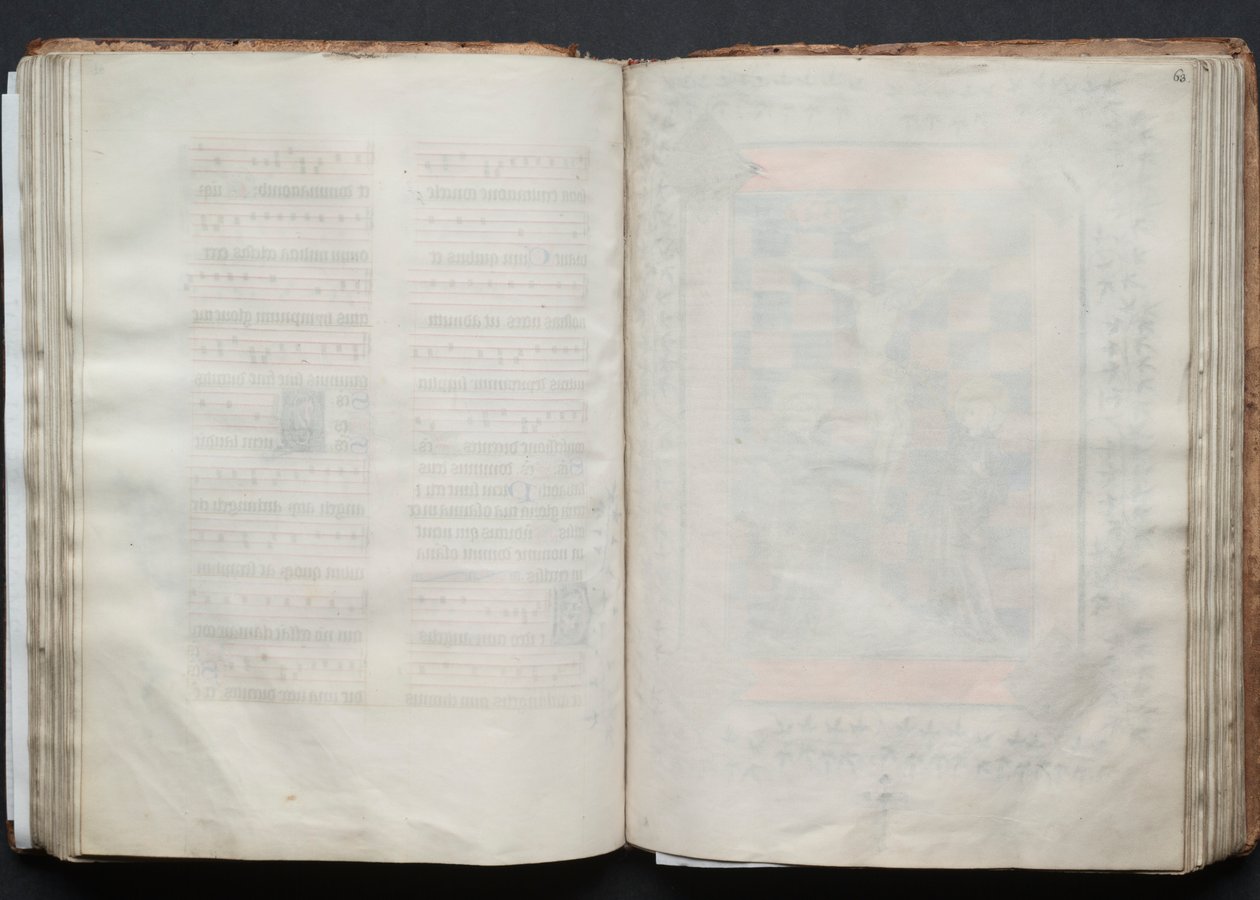 哥达弥撒曲》（The Gotha Missal）。Fol.63r, Text, c. 1375. 作者 Boqueteaux大师