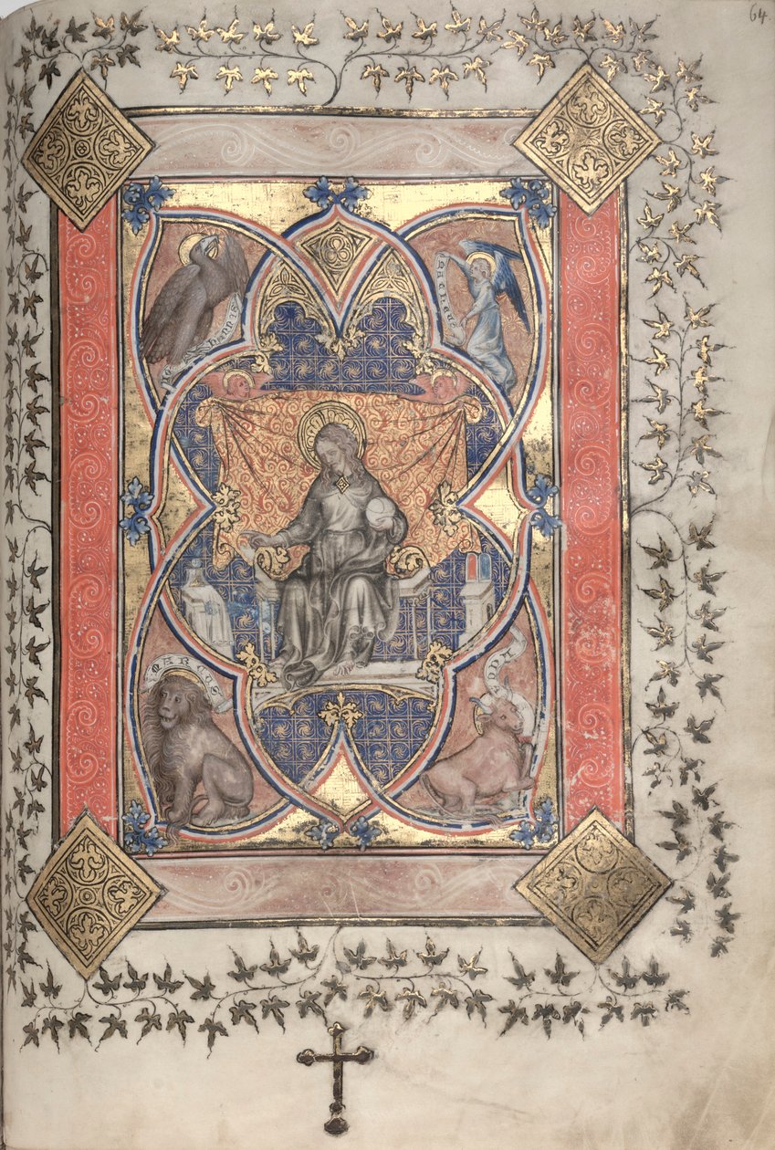 哥达弥撒曲》（The Gotha Missal）。Fol.64r, Christ in Majesty, c. 1375. 作者 Boqueteaux大师