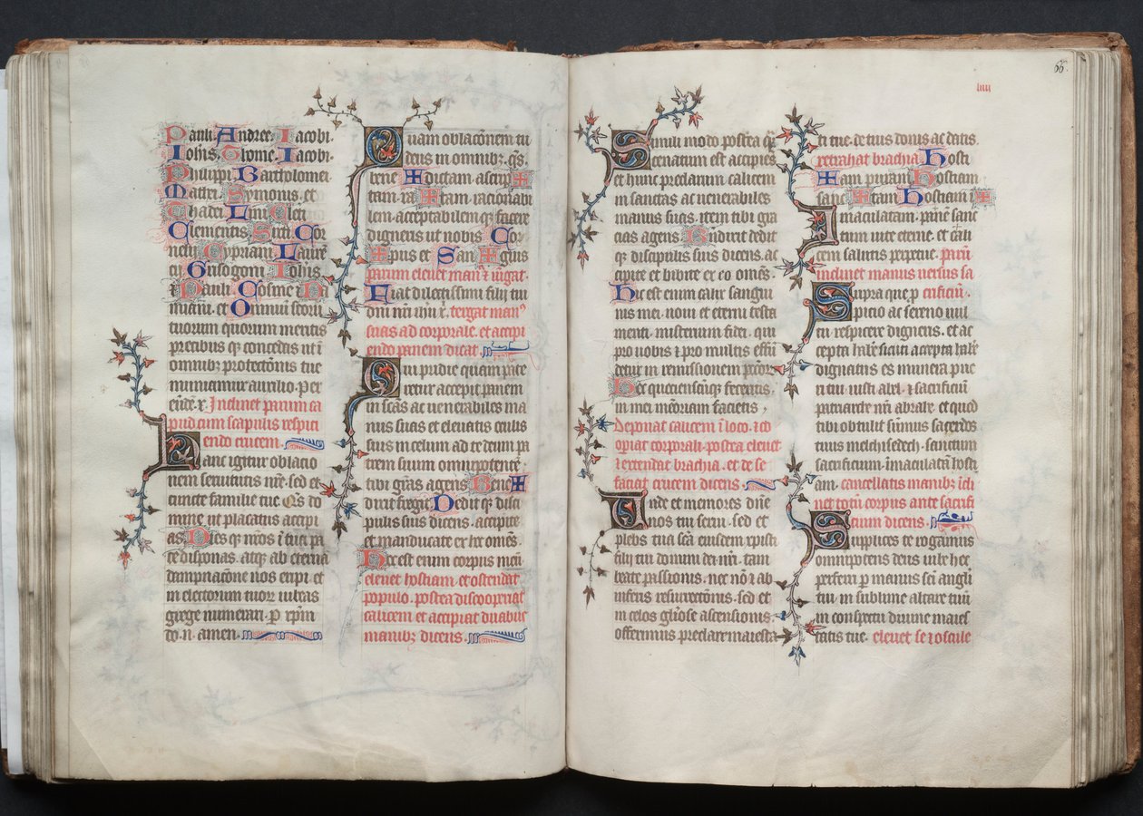 哥达弥撒曲》（The Gotha Missal）。Fol.66r, Text, c. 1375. 作者 Boqueteaux大师