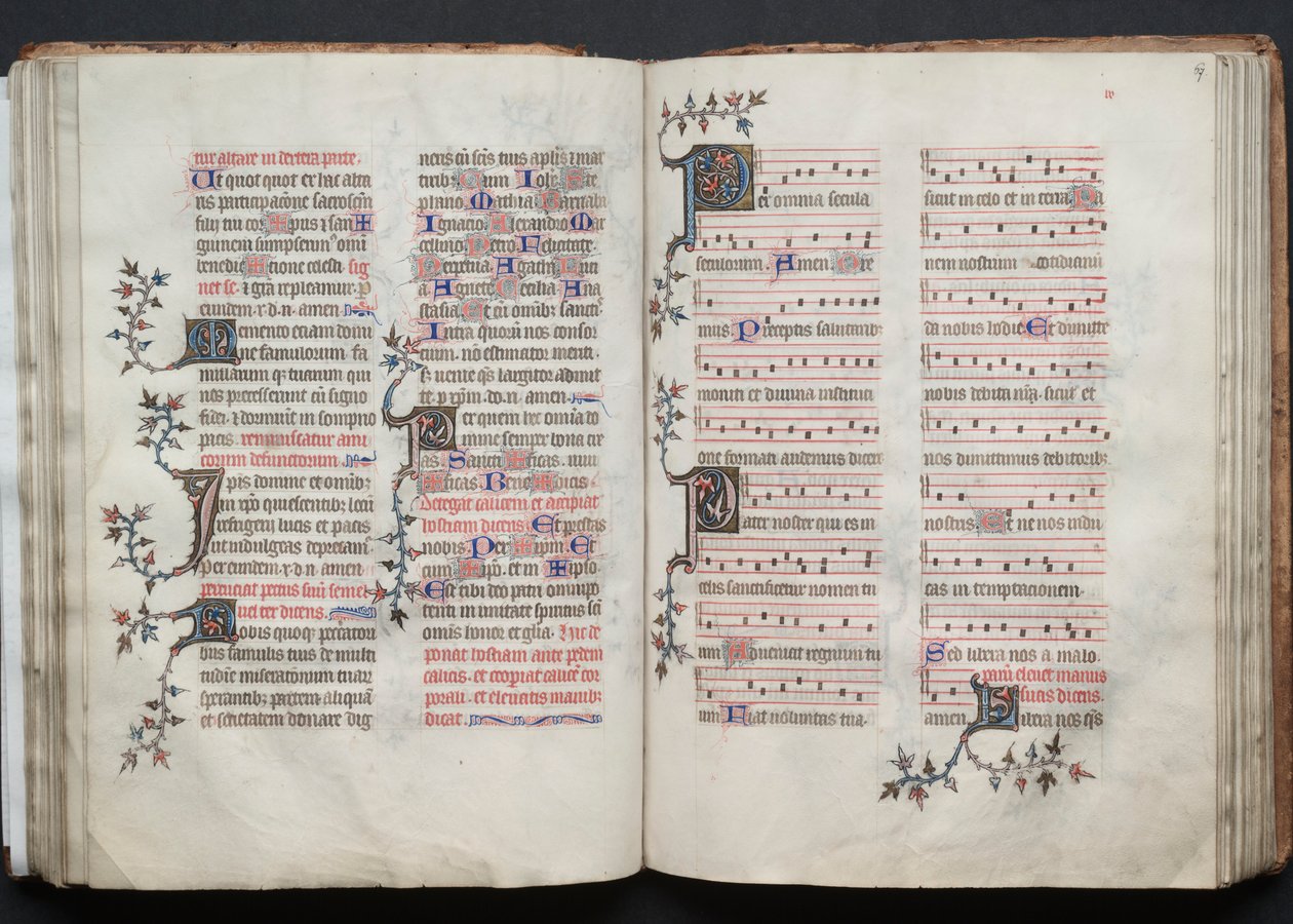 哥达弥撒曲》（The Gotha Missal）。Fol.66v，文本，约1375年。 作者 Boqueteaux大师