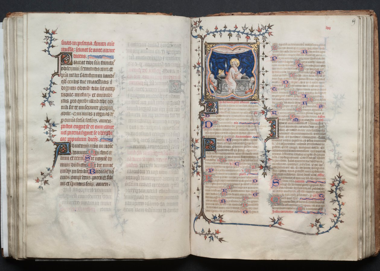 哥达弥撒曲》（The Gotha Missal）。Fol.68v，文本，约1375年。 作者 Boqueteaux大师