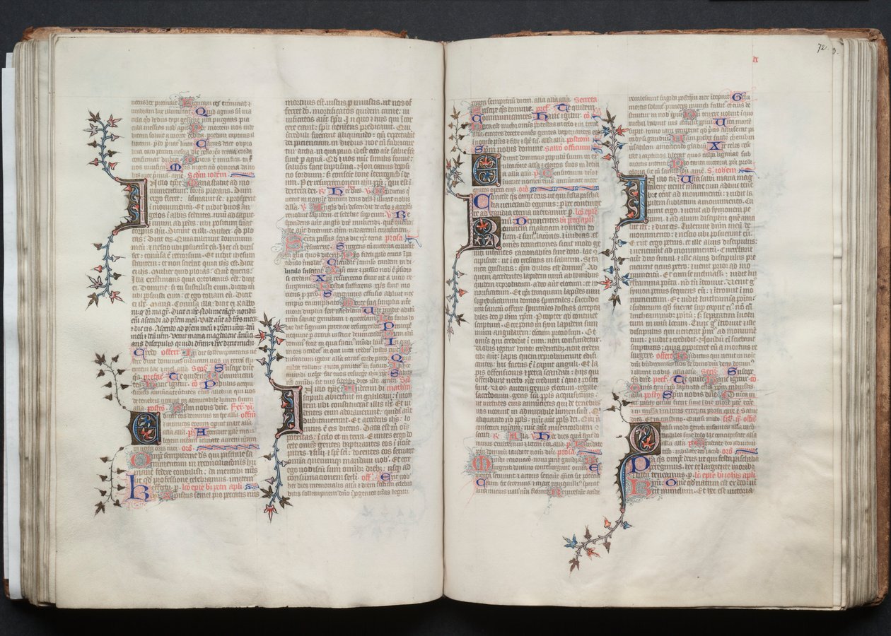 哥达弥撒曲》（The Gotha Missal）。Fol.71v，文本，约1375。 作者 Boqueteaux大师