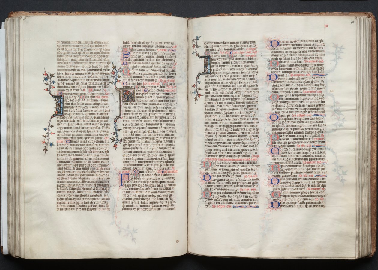 哥达弥撒曲》（The Gotha Missal）。Fol.72v，文本，约1375年。 作者 Boqueteaux大师