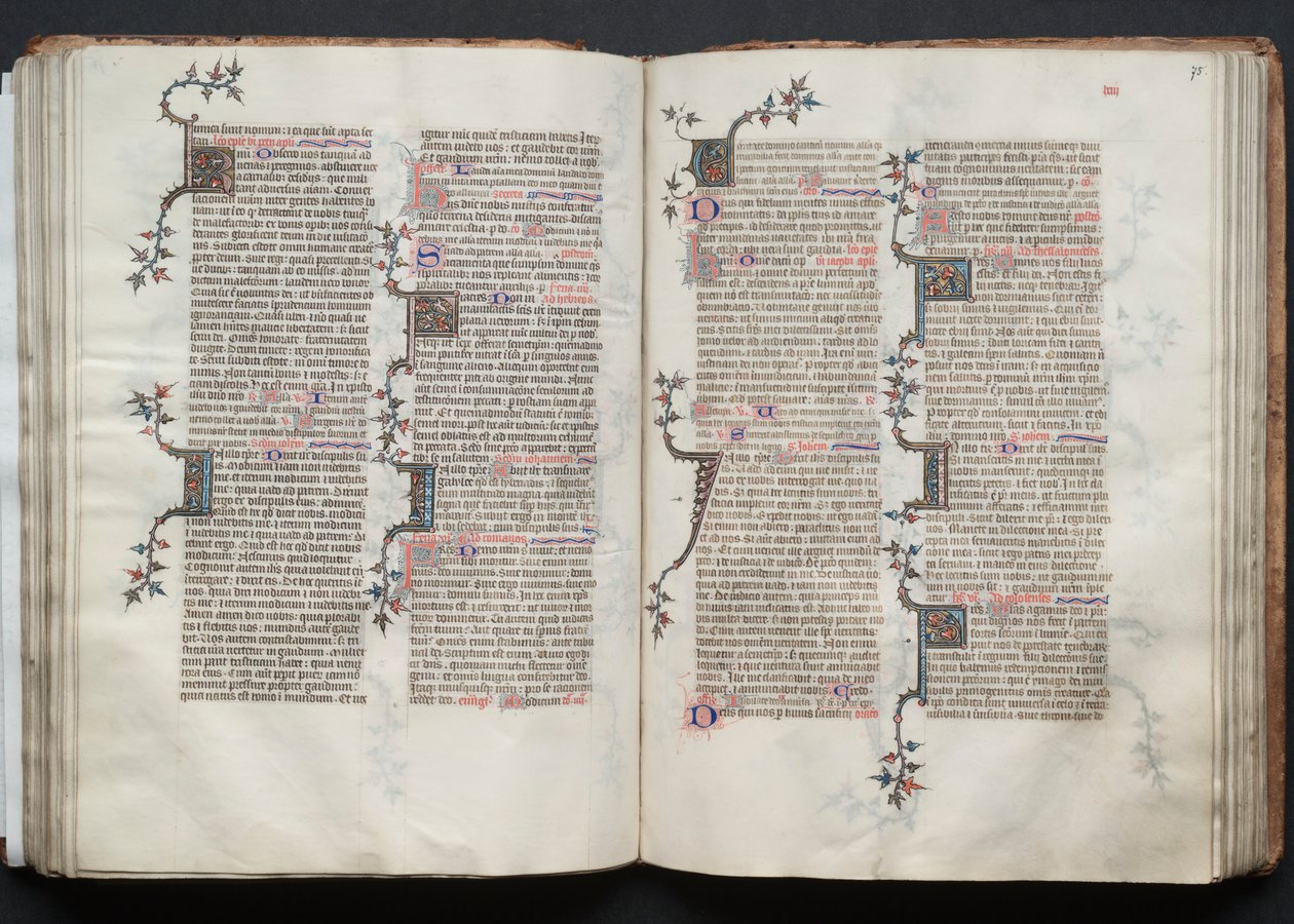 哥达弥撒曲》（The Gotha Missal）。Fol.75r, Text, c. 1375. 作者 Boqueteaux大师