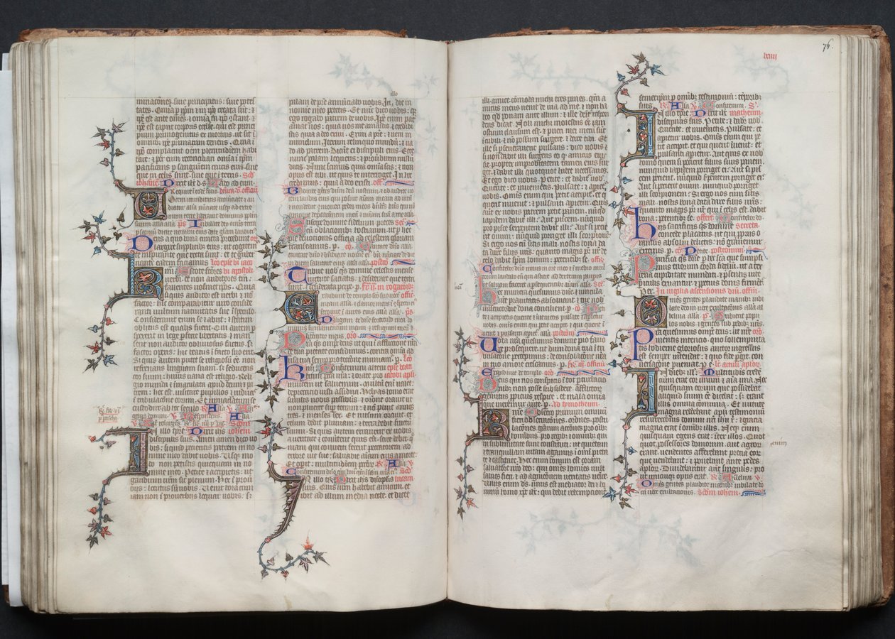 哥达弥撒曲》（The Gotha Missal）。Fol.76r, Text, c. 1375. 作者 Boqueteaux大师