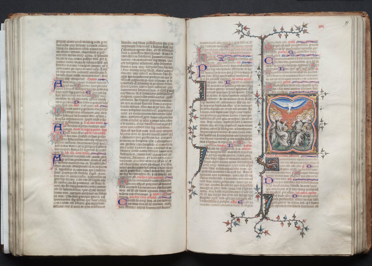 Gotha Missal。Fol 79r, The Pentecost, c. 1375. 作者 Boqueteaux大师