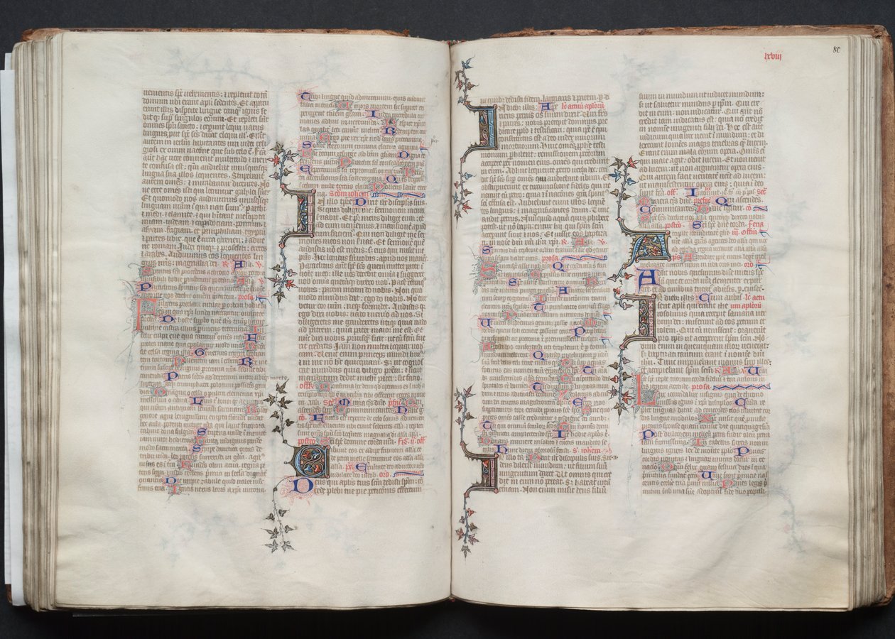 哥达弥撒曲》（The Gotha Missal）。Fol.79v，文本，约1375。 作者 Boqueteaux大师