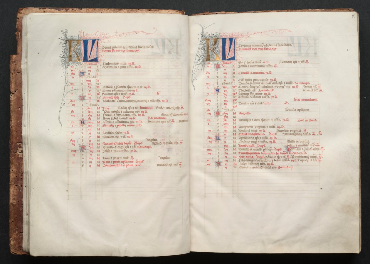 哥达弥撒曲》（The Gotha Missal）。Fol.7v, Text , c. 1375. 作者 Boqueteaux大师