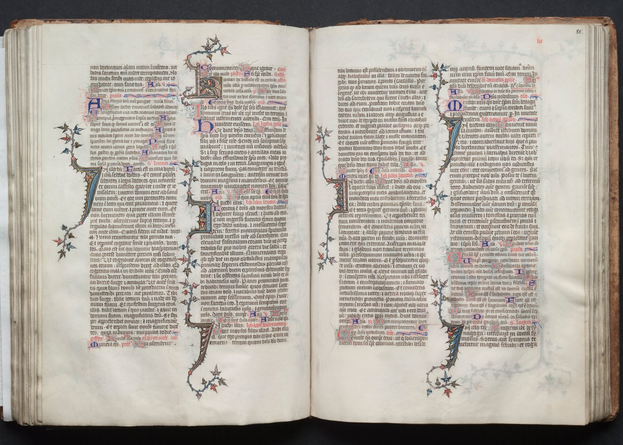 哥达弥撒曲》（The Gotha Missal）。Fol.81v，文本，约1375。 作者 Boqueteaux大师