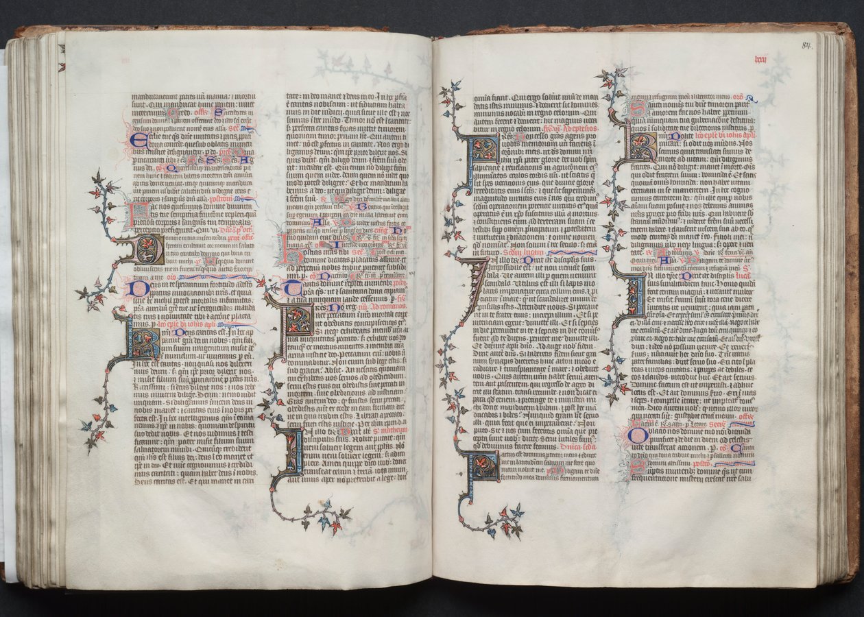 哥达弥撒曲》（The Gotha Missal）。Fol.83v，文本，约1375。 作者 Boqueteaux大师