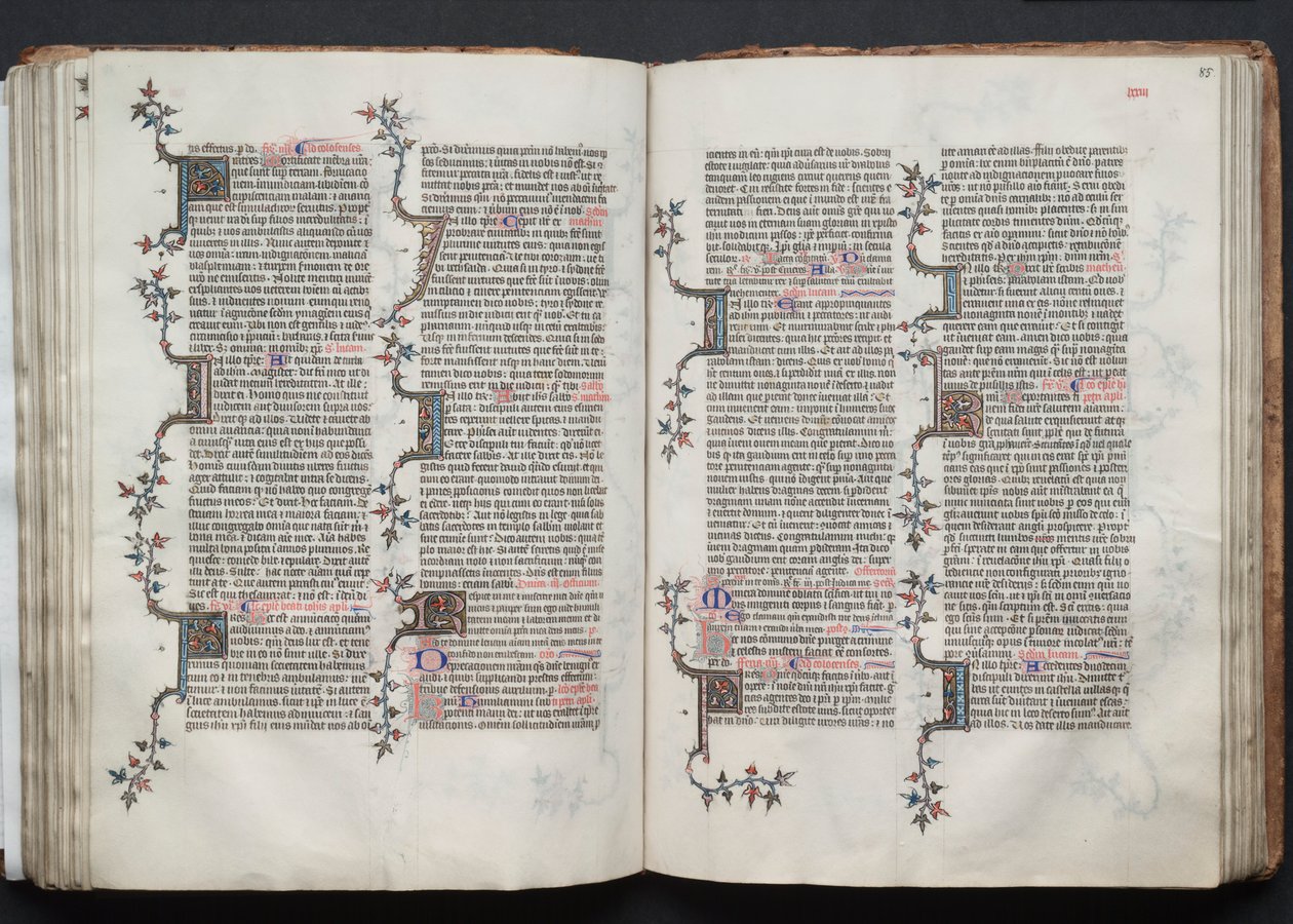 哥达弥撒曲》（The Gotha Missal）。Fol.84v，文本，约1375。 作者 Boqueteaux大师