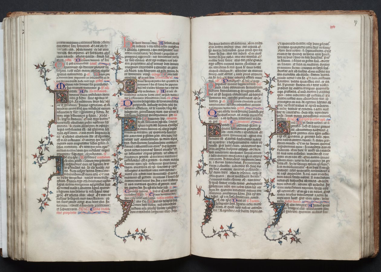 哥达弥撒曲》（The Gotha Missal）。Fol.86v，文本，约1375。 作者 Boqueteaux大师