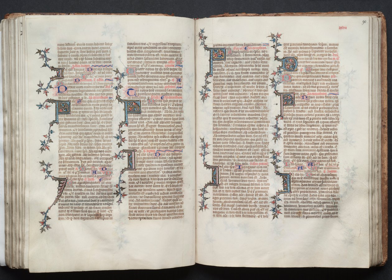 哥达弥撒曲》（The Gotha Missal）：Fol.90r, Text, c. 1375. 作者 Boqueteaux大师