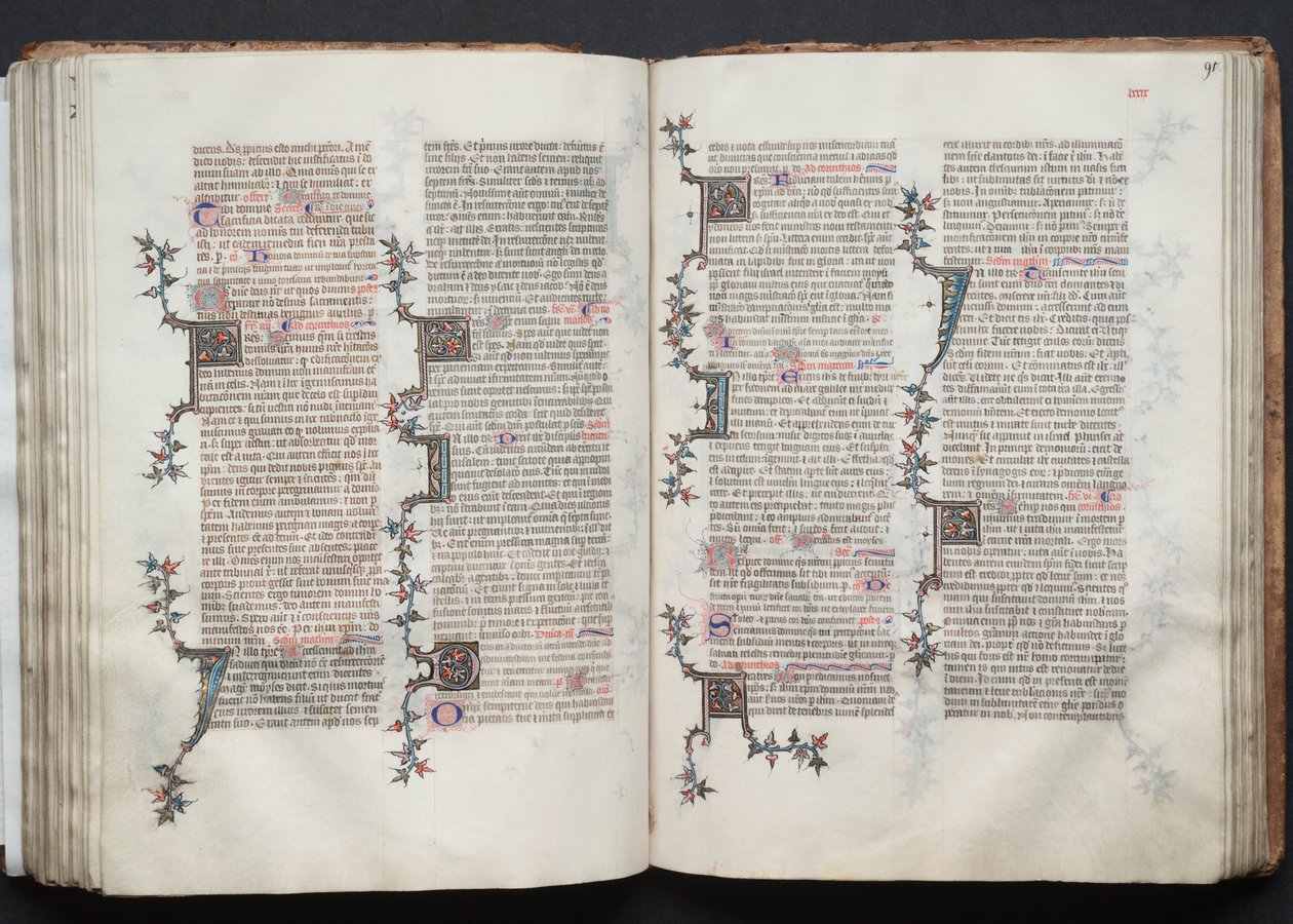 哥达弥撒曲》（The Gotha Missal）。Fol.90v，文本，约1375年。 作者 Boqueteaux大师
