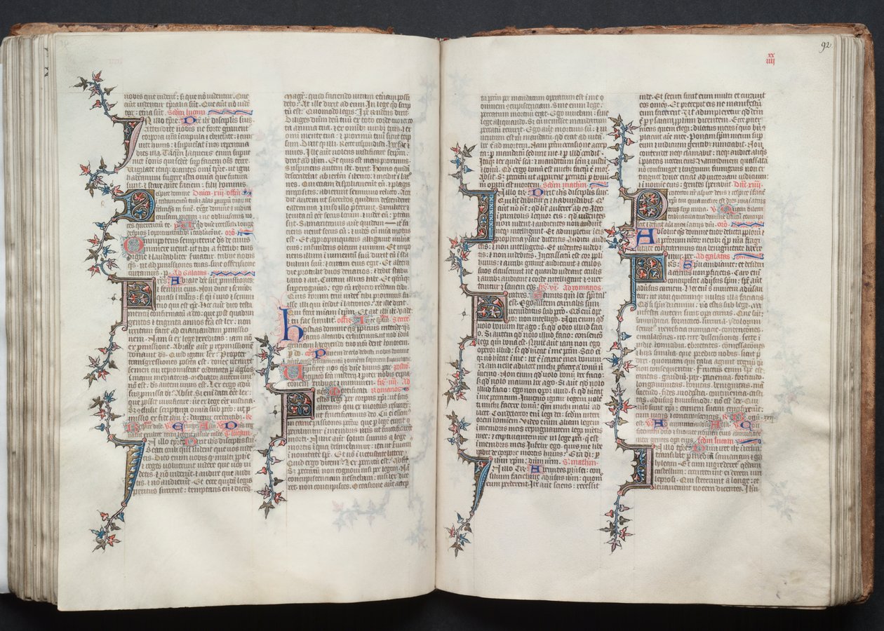 哥达弥撒曲》（The Gotha Missal）。Fol.91v，文本，约1375年。 作者 Boqueteaux大师