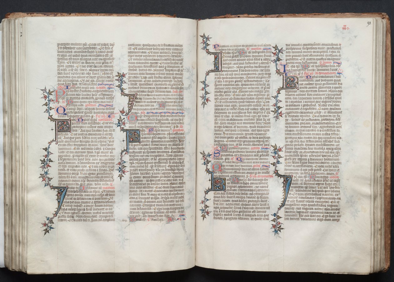 哥达弥撒曲》（The Gotha Missal）。Fol.92v，文本，约1375。 作者 Boqueteaux大师