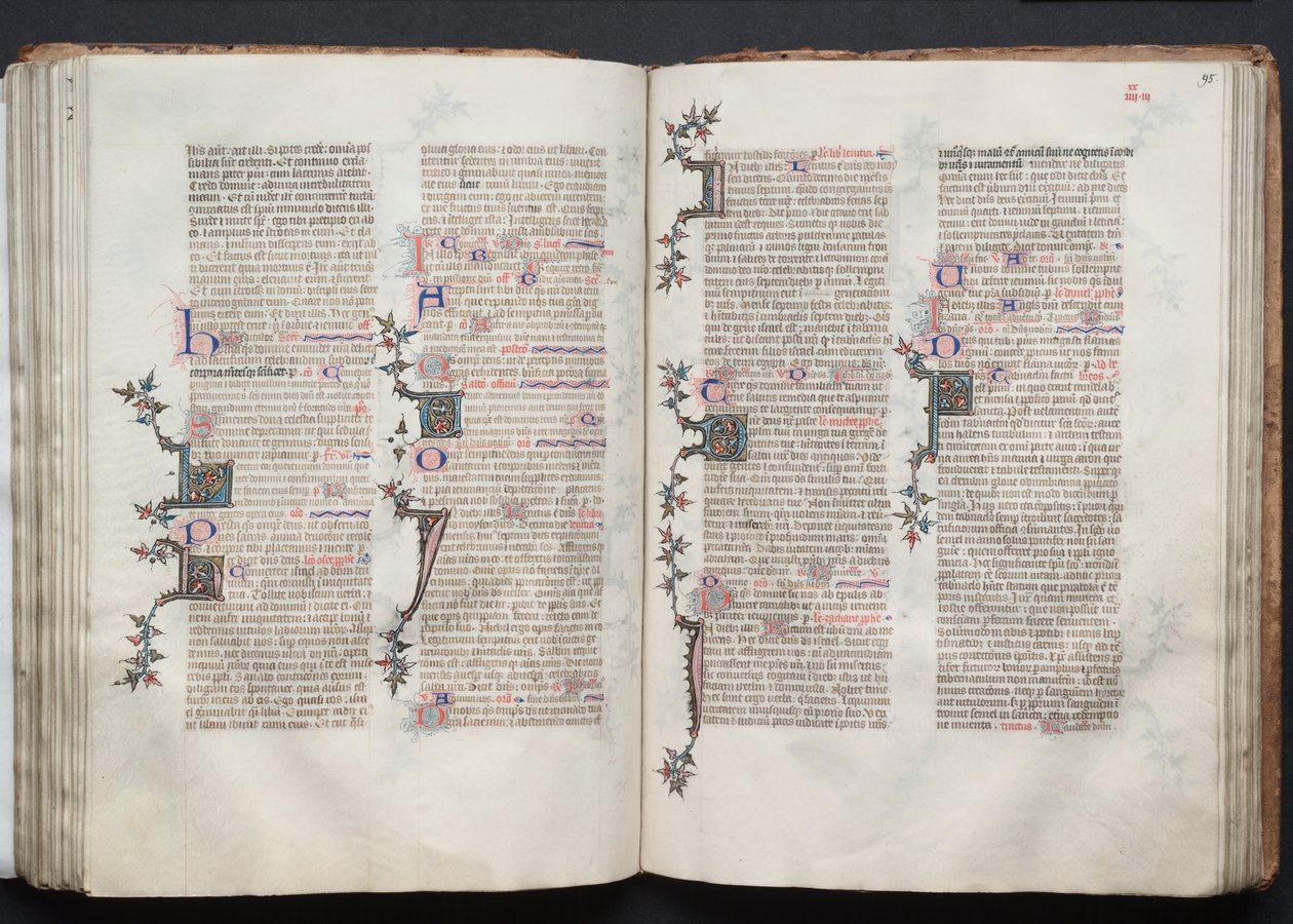 哥达弥撒曲》（The Gotha Missal）。Fol.95r，文本，约1375年。 作者 Boqueteaux大师