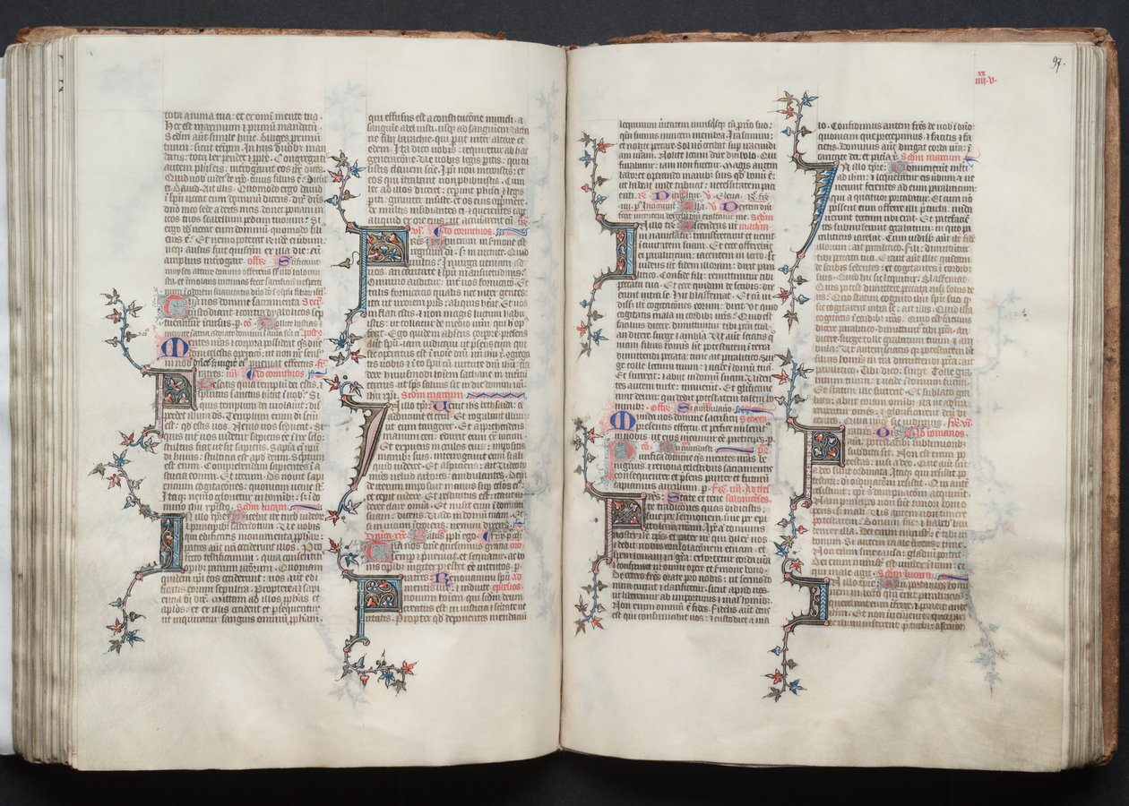 哥达弥撒曲》（The Gotha Missal）。Fol.97r, Text, c. 1375. 作者 Boqueteaux大师