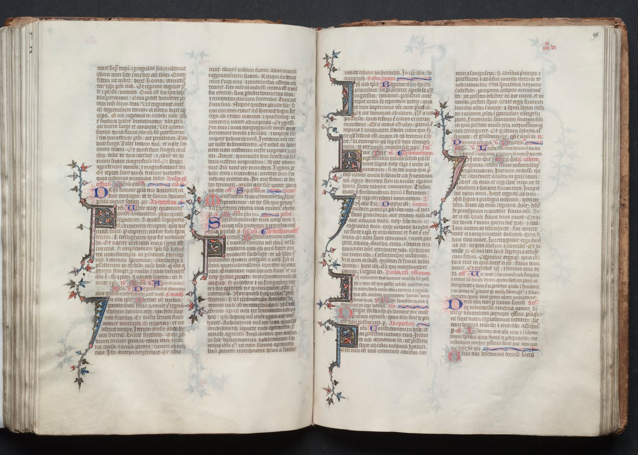 哥达弥撒曲》（The Gotha Missal）。Fol.98r, Text, c. 1375. 作者 Boqueteaux大师