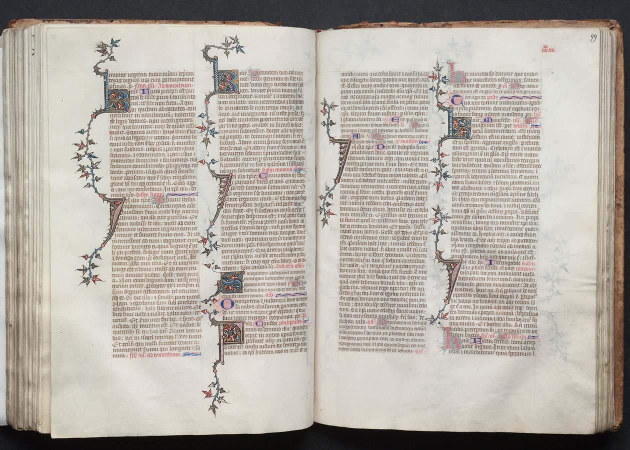哥达弥撒曲》（The Gotha Missal）。Fol.99r, Text, c. 1375. 作者 Boqueteaux大师