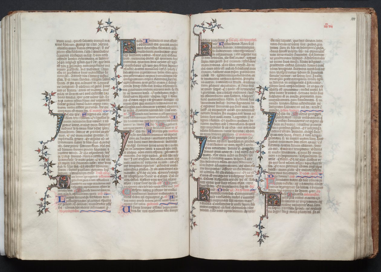 哥达弥撒曲》（The Gotha Missal）。Fol.99v，文本，约1375。 作者 Boqueteaux大师