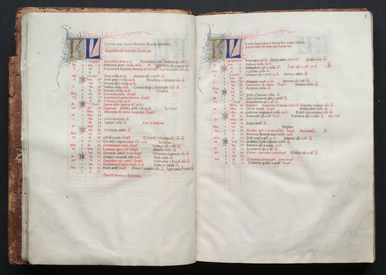 哥达弥撒曲》（The Gotha Missal）。Fol.9r, Text , c. 1375. 作者 Boqueteaux大师