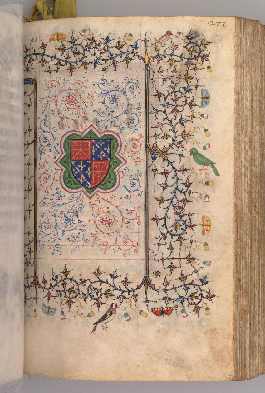 纳瓦拉国王（1361-1425）贵族查尔斯（Charles the Noble）的时间： 137r，徽章...，c。 1405。 作者 布鲁塞尔缩写和助理的硕士