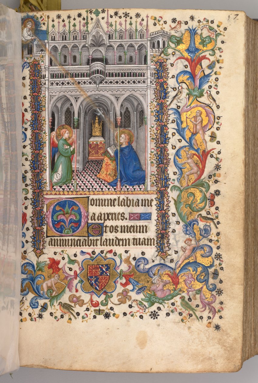 纳瓦拉国王（1361-1425）贵族查尔斯（Charles the Noble）的时间： 29r，天使报喜报，c。 1405 作者 布鲁塞尔缩写和助理的硕士