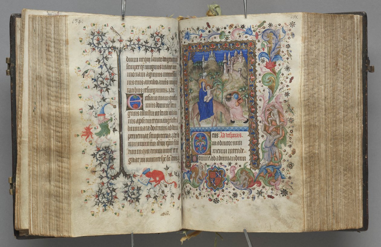 纳瓦拉国王（1361-1425）贵族查尔斯（Charles the Noble）的时间： 87v，文字，c。 1405。 作者 布鲁塞尔缩写和助理的硕士