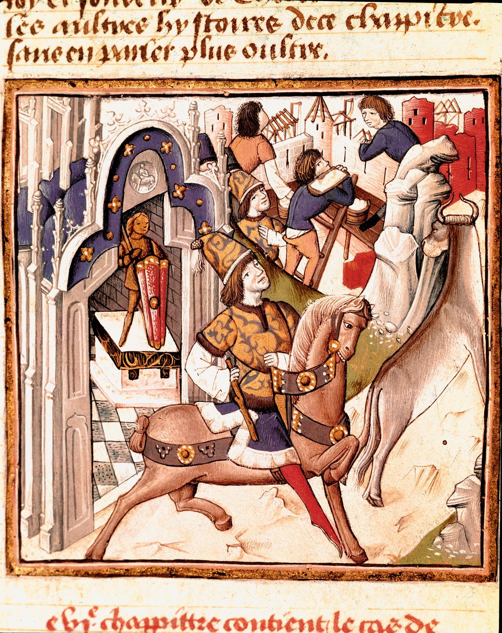 古希腊底比斯城创始人卡德莫斯的代表 乔瓦尼·薄伽丘 (Jean Boccaccio) (1313-1375) 手稿“Des hommes illustres”中的女士冠军大师的缩影（15 世纪）。 15世纪。 及时行乐 作者 冠军夫人的大师
