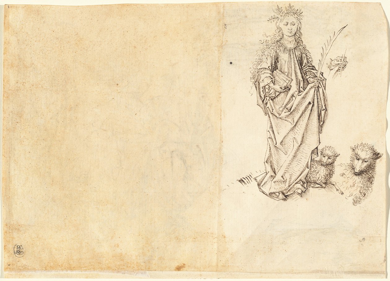 圣艾格尼丝（背面） 作者 Martin Schongauer 之后的窗帘研究硕士